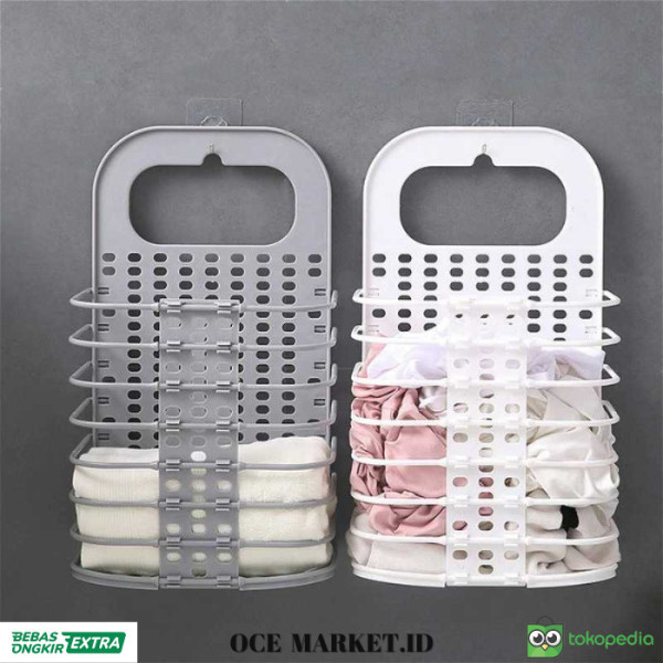Keranjang Pakaian Kotor Dapat Di Lipat dan Gantung Ukuran Besar-Gray