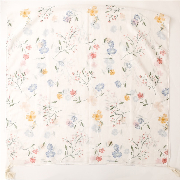 ITSFRIDAY RACHEL Scarf - Premium Pashmina Shawl Selendang Syal Pasmina Hijab Motif Jasmine Art White Soft Color Tassel