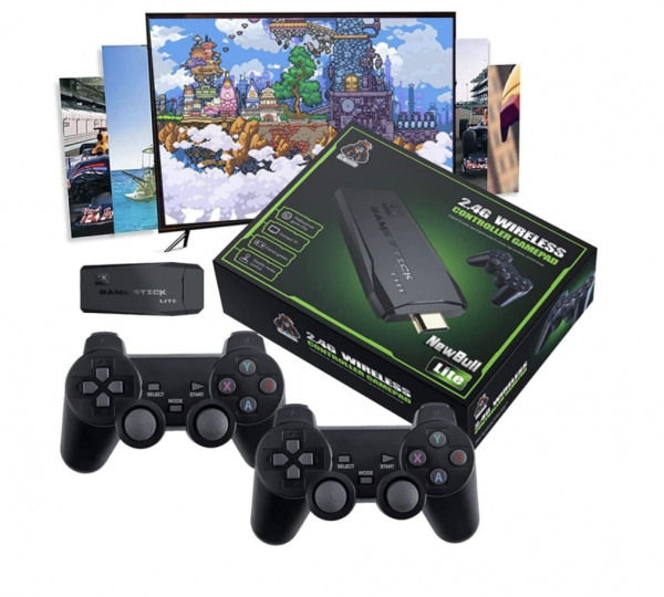 Konsol Video Game 2.4G, Pengontrol nirkabel ganda 4K 10000 + Game 64GB