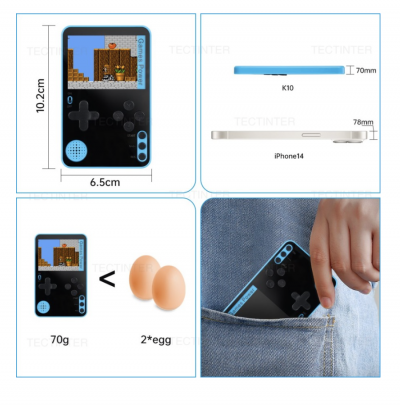 Mainan Game Boy Mini Slim / Tipis 2.4 Inch 500 in 1 Games - Biru