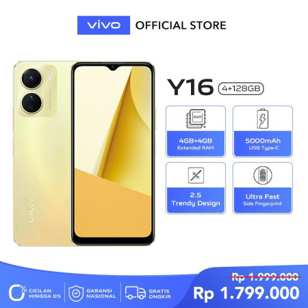 vivo Y16 (4/128) - 5000mAh + USB Type-C, UltraFingerprint