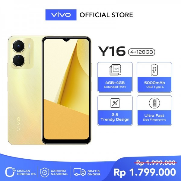 vivo Y16 (4/128) - 5000mAh + USB Type-C, UltraFingerprint