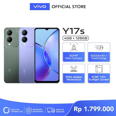 vivo Y17s (4/128)-50MP Camera, 15WFlashCharge+5000mAH, IP54, 6.56