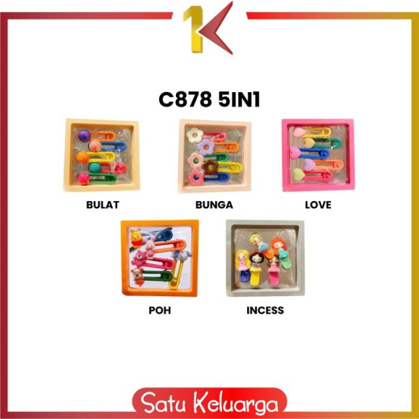 SK-C878 Jepit Rambut Anak Karakter 5IN1 Aksesoris Rambut Anak - C878 5IN1, BULAT