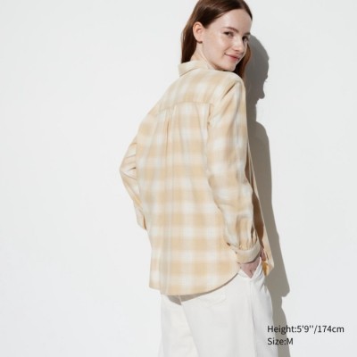 Uniqlo Kemeja Brushed Lembut Kotak Lengan Panjang