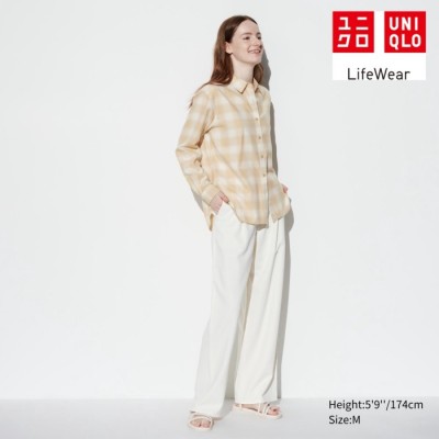 Uniqlo Kemeja Brushed Lembut Kotak Lengan Panjang