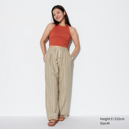 Uniqlo Celana Rileks Linen Blend (Garis)