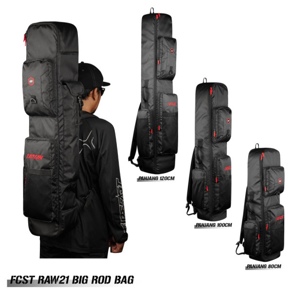 Tas pancing | Tas joran pancing besar | rod bag panjang 100 cm - BLACK GREY, 80X-80cm