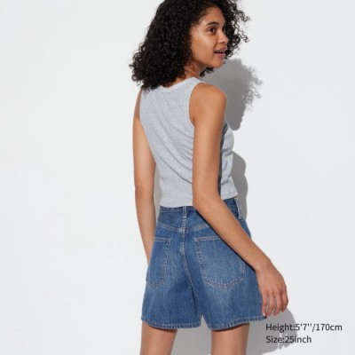 Uniqlo Celana Pendek Denim Baggy Pinggang Tinggi