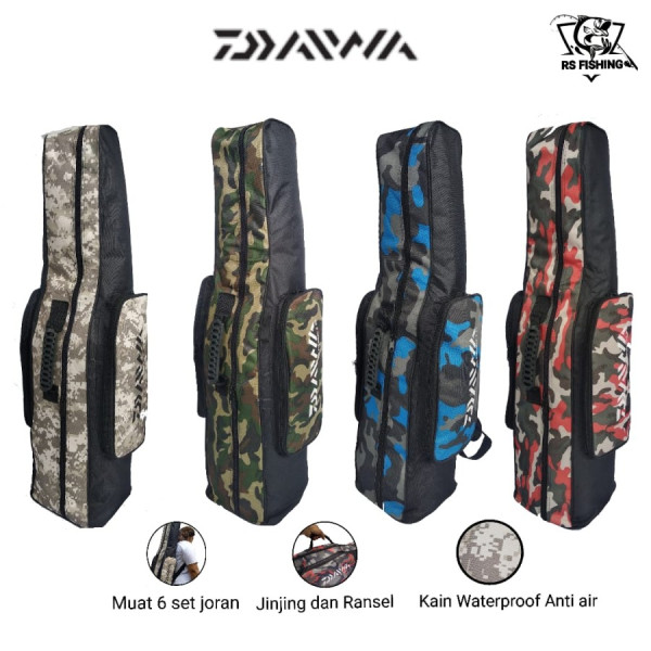 Tas Joran Pancing Jumbo Ransel Muat 5-7 Set Joran Uk 80cm 100cm 120cm - loreng hijau, 80cm