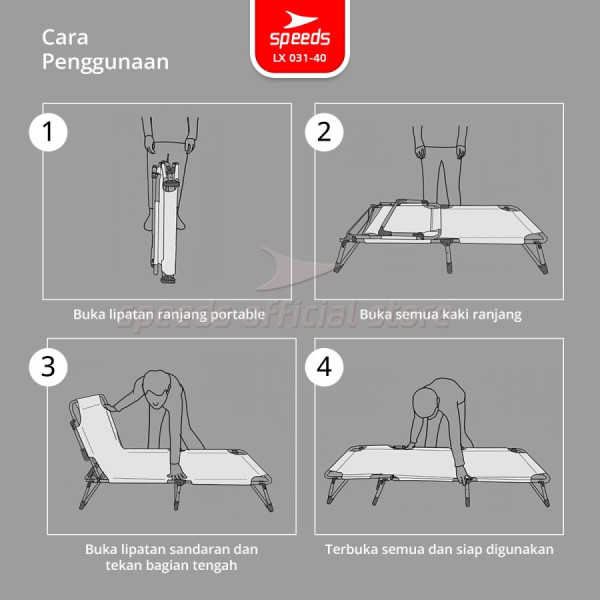 SPEEDS Tempat Tidur Lipat Serbaguna Portable Alumunium Camping 031-40 - 49 KREM
