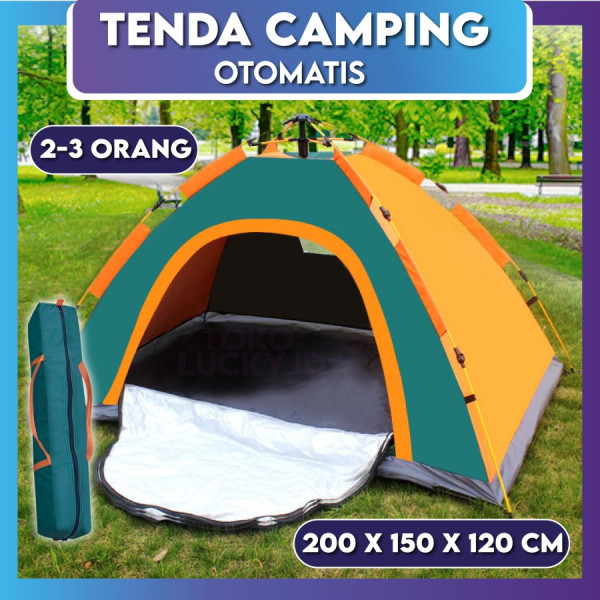 Tenda Otomatis Camping Parasut 3 Orang Alat Outdoor Waterproof