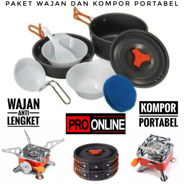 Paket Alat Masak Kemping Gunung. Cooking set + Kompor camping/outdor