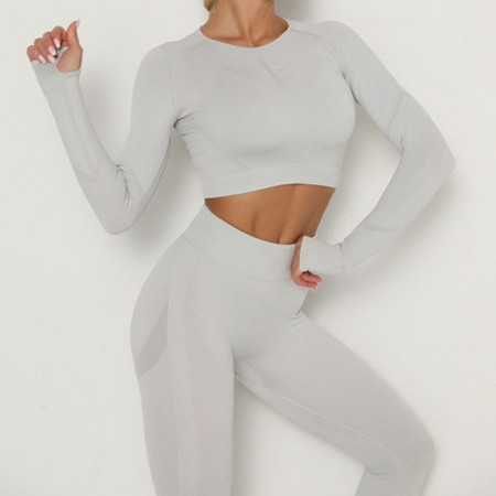 Women Sport Suit Yoga Clothing Set Workout Gym Long Sleeve