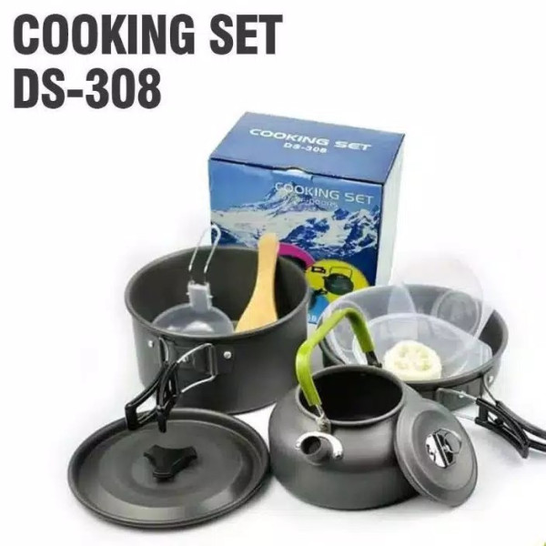Cooking Set DS 308 Alat Masak Camping Nesting Teko Praktis Outdoor