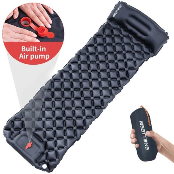 Matras Kasur Angin Include Pompa Injak Tiup Ultralight Gunung Camping