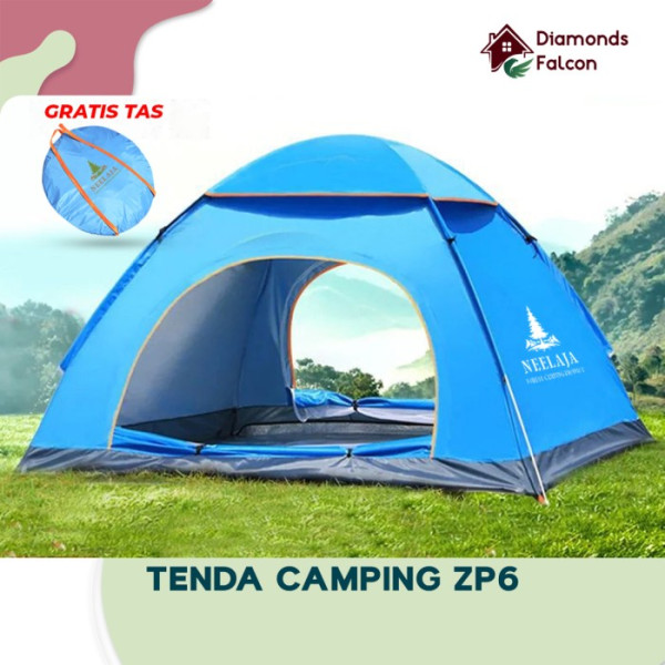 enda Camping ZP-6 Kapasitas 4-6 Orang Tenda Otomatis Outdoor & Indoor - Polos Hijau, S 200x140x110