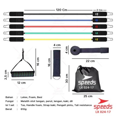 SPEEDS Resistance Bands 11 in 1 Set Power Resistance Set Tali 024-17 - 024-10