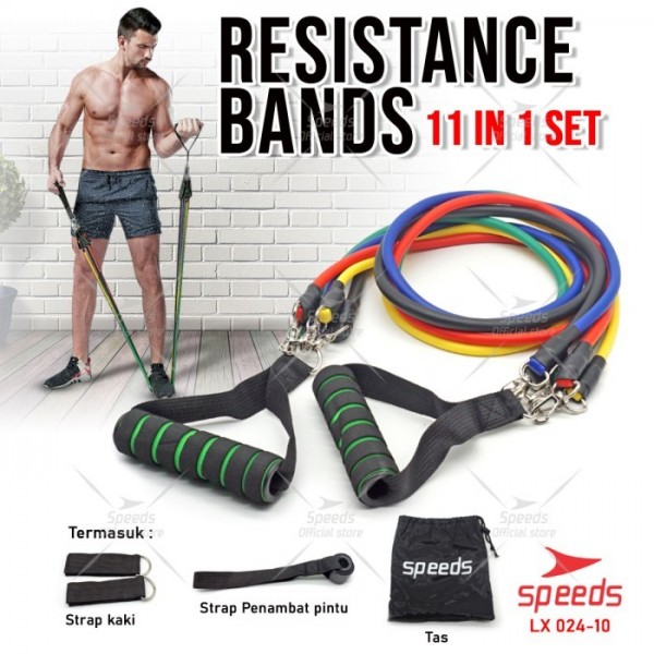 SPEEDS Tali Pembantu Fitness 11in1 Gym Power Resistance Bands 024-10 - 024-10