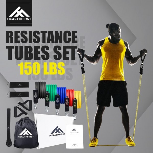HEALTHFIRST Premium 150 lbs Resistance Band/ Resistance Tube