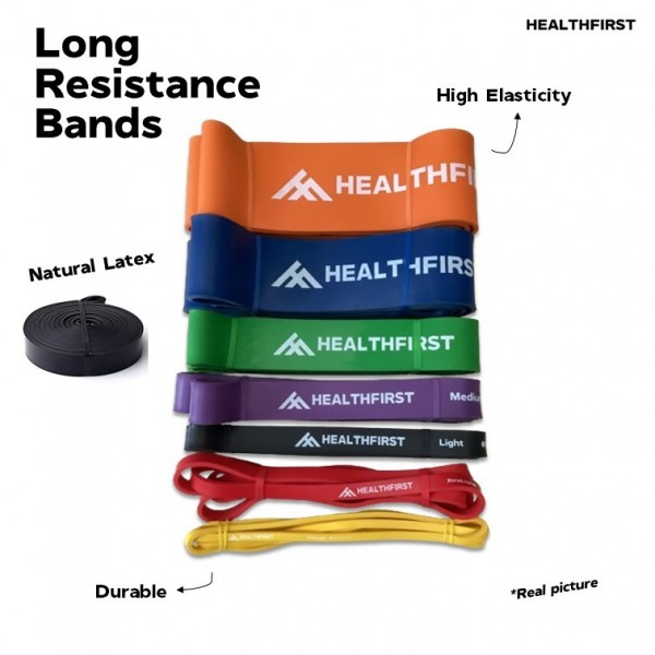 Long Resistance Band HealthFirst | Premium Latex | Karet Fitness & Gym - XxtraLight