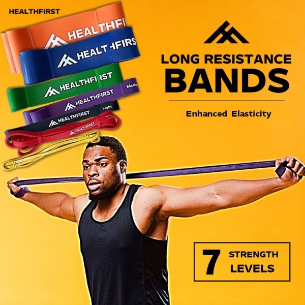 Long Resistance Band HealthFirst | Premium Latex | Karet Fitness & Gym - XxtraLight