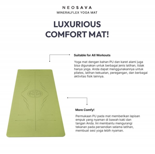 NEOSAVA MineralFlex Matras Yoga 5mm Anti Slip PU Natural Rubber Mat