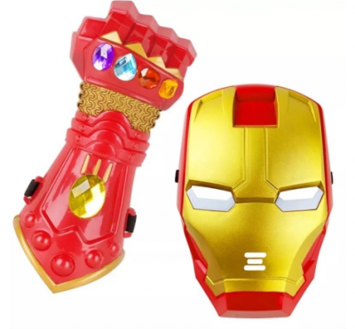 Mainan Anak Laki Laki Superhero Ironman Tangan Thanos Dan Topeng LED