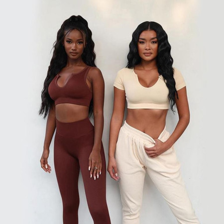 Sale Ribbed Seamless Yoga Set Women Sport Outfit Fitness Clothing Hi