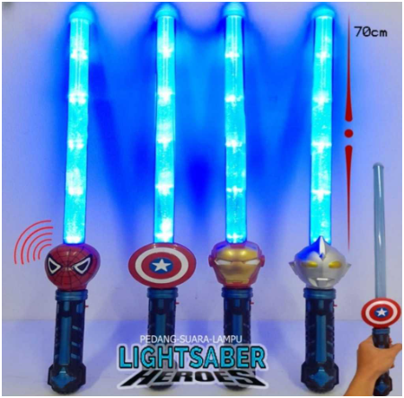 Mainan PEDANG SUPERHERO Lampu biru glossy starwars heroes avengers