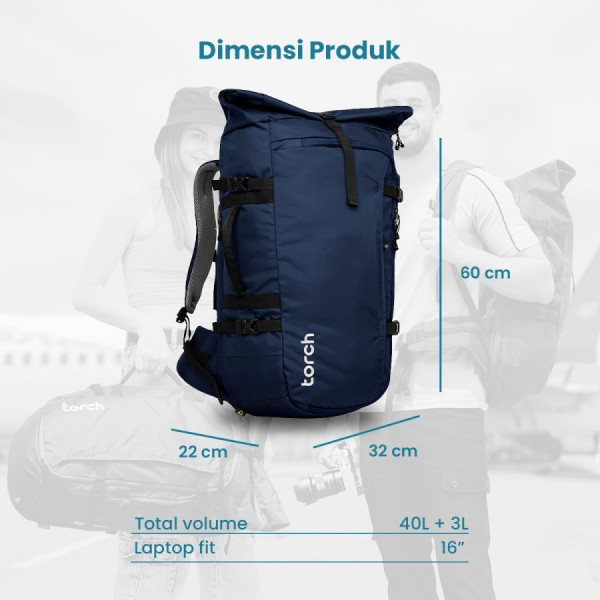 TORCH Fujisawa Tas Ransel Travelling Mudik Punggung Kerja Travel Laptop 15 Inchi Inch Pria Wanita Unisex Tahan Air