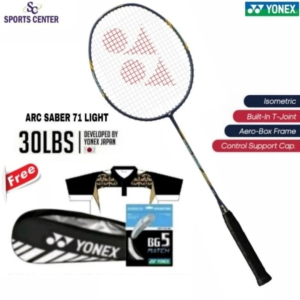 Full Set Raket Badminton Yonex Arcsaber / Arc Saber 71 light 5U G5 - White