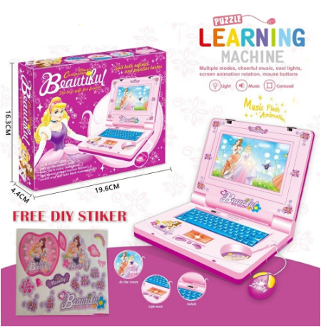 Mainan Laptop Anak Alat Bantu Belajar Learning Machine Notebook Laptop Mainan Edukasi With DIY Stiker Tablet Musik Edukasi
