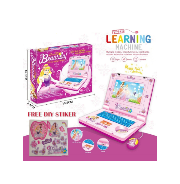 Mainan Laptop Anak Alat Bantu Belajar Learning Machine Notebook Laptop Mainan Edukasi With DIY Stiker Tablet Musik Edukasi