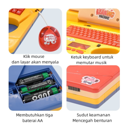 Mainan Laptop Anak Alat Bantu Belajar Learning Machine Notebook Laptop Mainan Edukasi With DIY Stiker Tablet Musik Edukasi