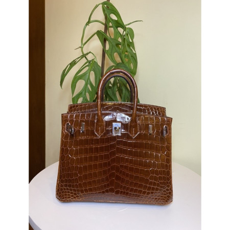 Hermes Birkin 25 Bordeaux Crocodile Niloticus PHW