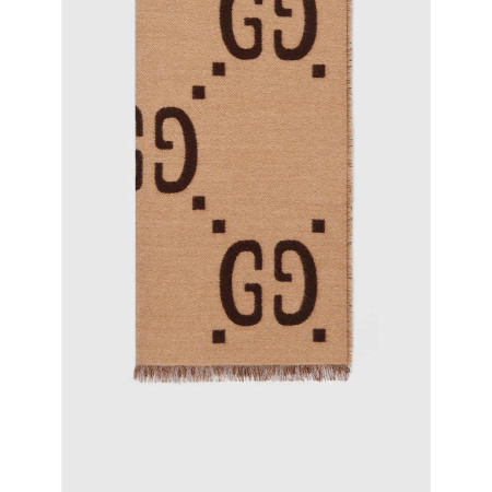 GUCCI Syal Gucci Retro Double G Wol Rumbai Kotak-kotak Emas Syal Selendang Pria dan Wanita Gucci