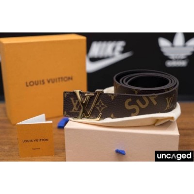 Louis Vuitton X Supreme Belt Monogram Emboss Brown Terbaru