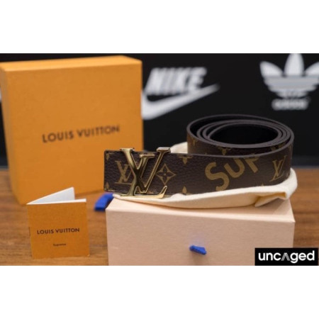 Louis Vuitton X Supreme Belt Monogram Emboss Brown Terbaru