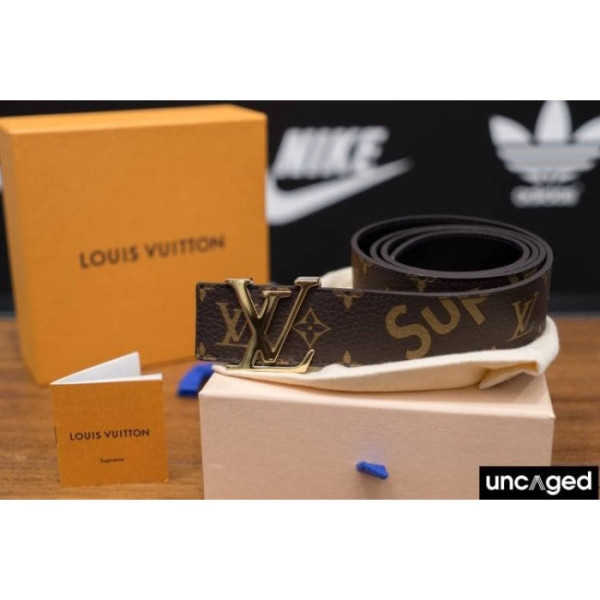 Louis Vuitton X Supreme Belt Monogram Emboss Brown Terbaru