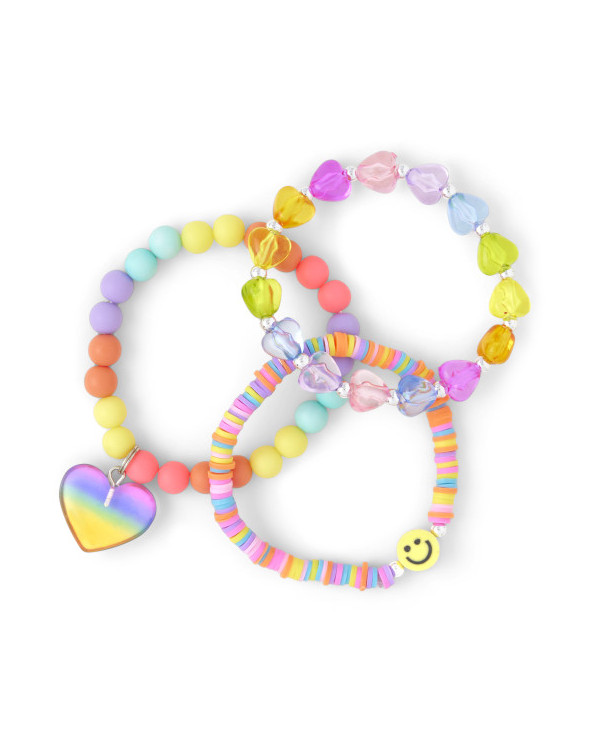 Girls Happy Beaded Bracelet 3pk - Gelang Anak Perempuan (Multi)