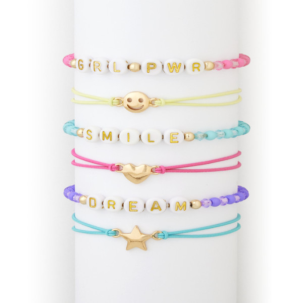 Girls Girl Power Bracelet Set 6pk - Aksesoris Anak Perempuan