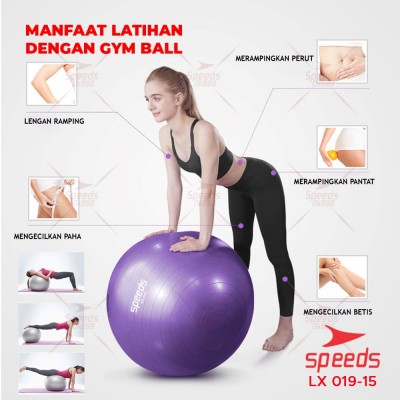 SPEEDS Gym Ball fitness Ukuran 45 cm/Bola yoga alat olahraga (Bonus Pompa) 019-15