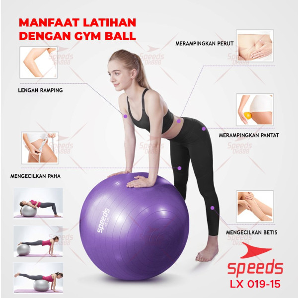 SPEEDS Gym Ball fitness Ukuran 45 cm/Bola yoga alat olahraga (Bonus Pompa) 019-15