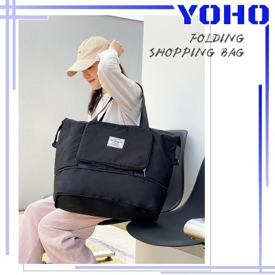 Tas Travel Foldable Waterproof Travel Storage Bag berkapasitas besar - Black