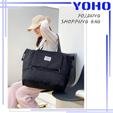 Tas Travel Foldable Waterproof Travel Storage Bag berkapasitas besar - Black