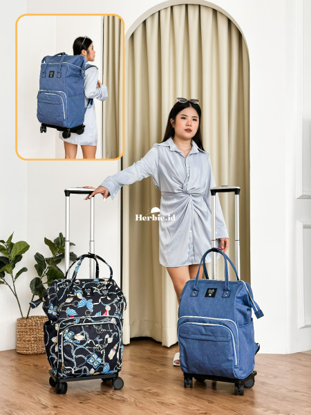 TAS RANSEL TROLI FASHION KOREA BARLEY BAHAN PARASUT ANTI AIR RODA 4 TROLLEY