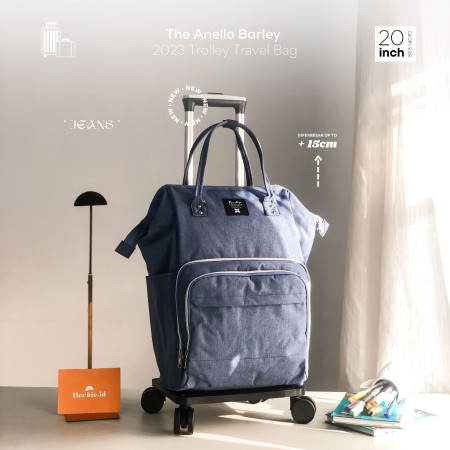 TAS RANSEL TROLI FASHION KOREA BARLEY BAHAN PARASUT ANTI AIR RODA 4 TROLLEY