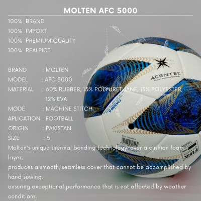 Bola sepak ORIGINAL MOLTEN AFC 5000 bola kaki original size 5 - AFC5000 BIRU