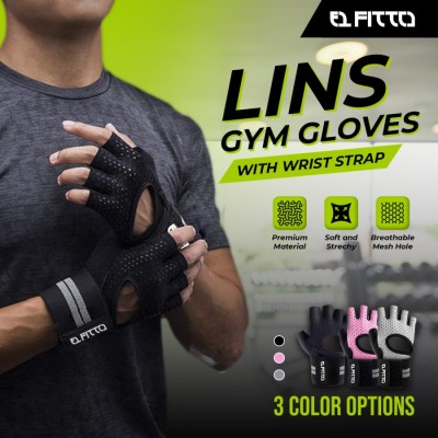 FITTO LINS Sarung Tangan Gym Fitness Gloves with Wristband Strap